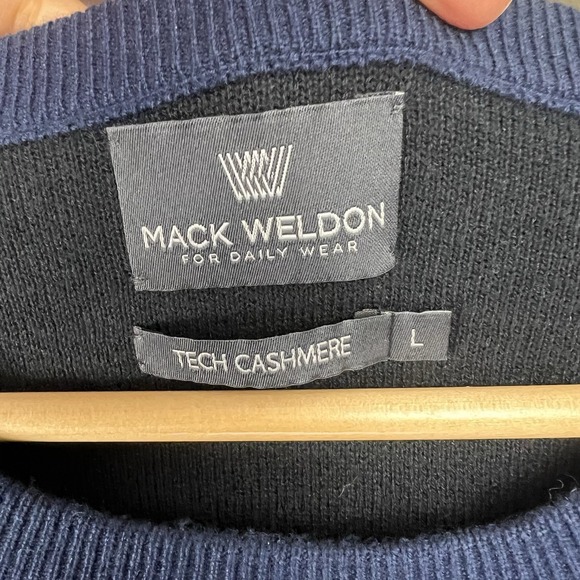 Mack Weldon Sweater Mens Large Navy Blue Tech Cashmere Merino Crewneck Knit - Picture 3 of 8